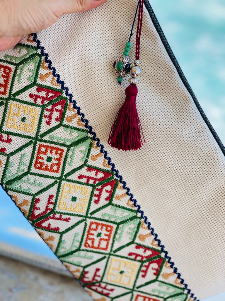         Handmade bag Leather/Embroidery*Olive&beige