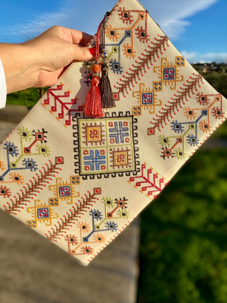      Handmade Clutch Leather/Embroidery    *Cretan stitch/Rose