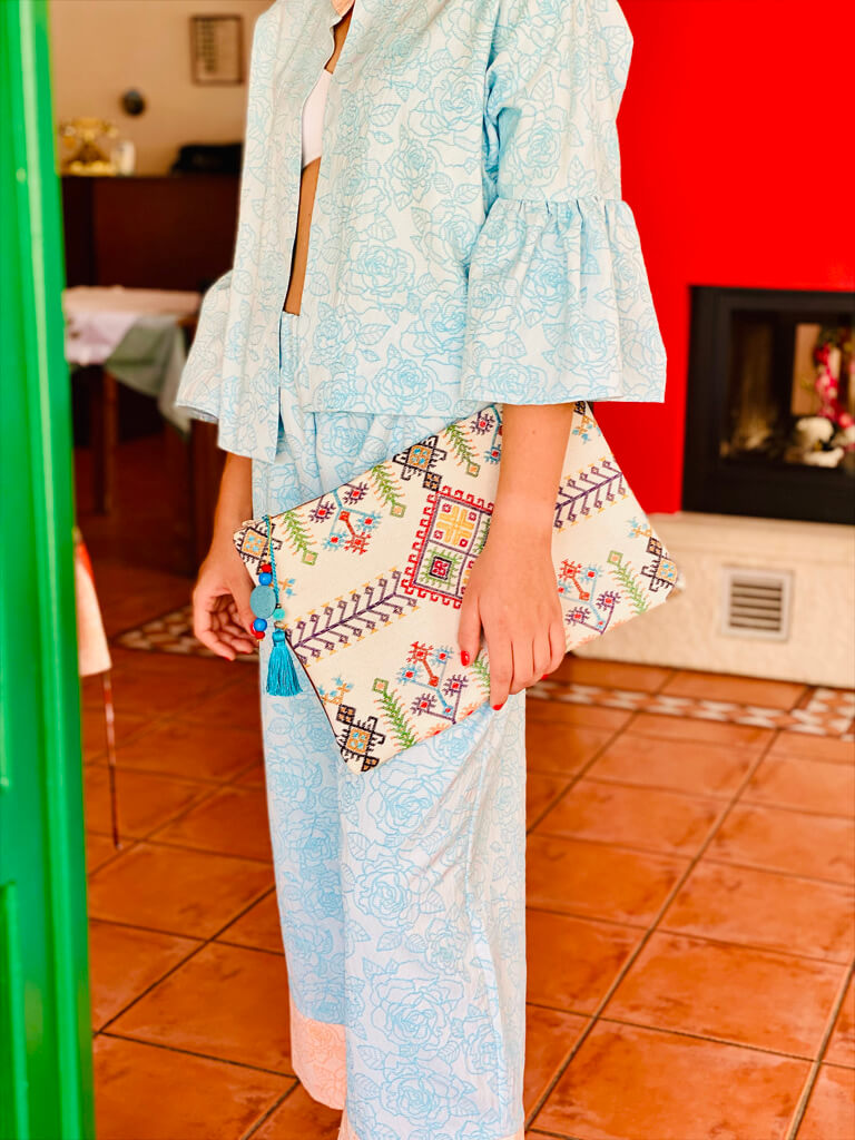       Handmade Bag Leather/Embroidery*Cretan stitch/Brown