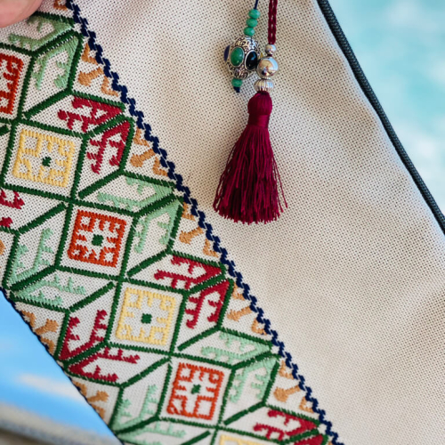         Handmade bag Leather/Embroidery*Olive&beige