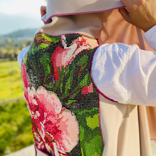      Sleeveless Coat with handmade embroidery Design   *Fuchsia beauty