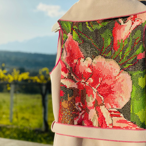      Sleeveless Coat with handmade embroidery Design   *Fuchsia beauty