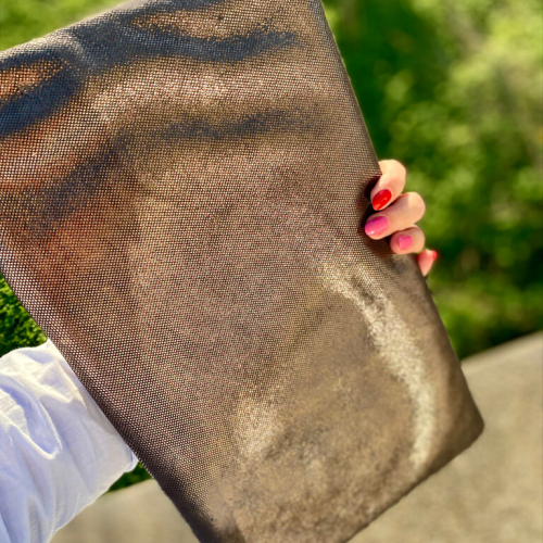 Handmade Leather Clutch with a handmade embroidery     * Rhombus *3/Bronze braun