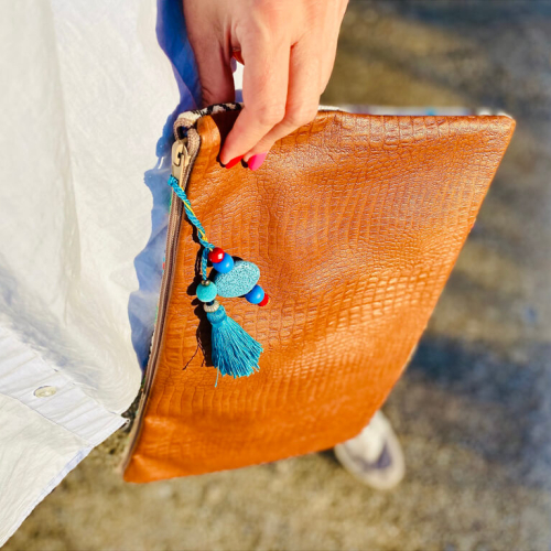       Handmade Bag Leather/Embroidery*Cretan stitch/Brown