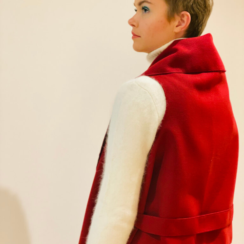  Sleeveless Coat   burgundy Red -mini-