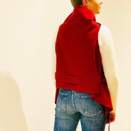  Sleeveless Coat   burgundy Red -mini-