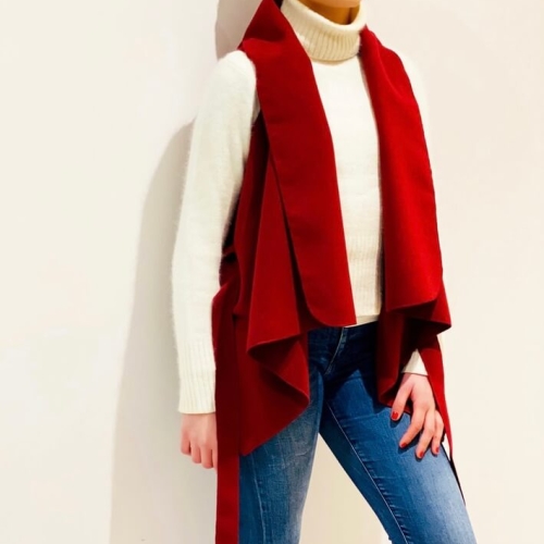  Sleeveless Coat   burgundy Red -mini-