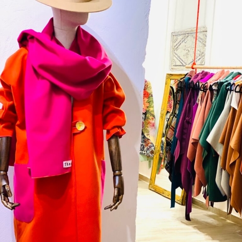 Set  Coat & scarf *XROMA bright orange /fuschia