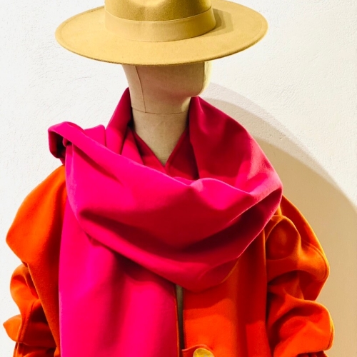 Set  Coat & scarf *XROMA bright orange /fuschia