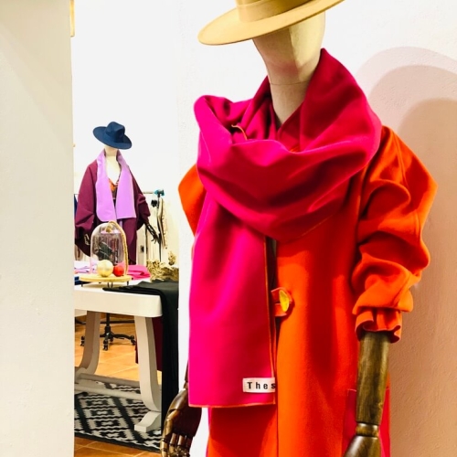 Set  Coat & scarf *XROMA bright orange /fuschia