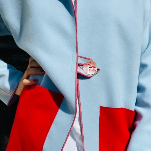 Coat *XROMA Light blue with red details 