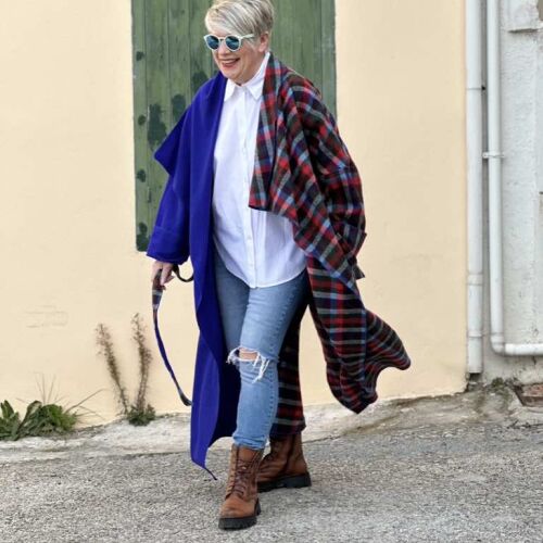  Light coat *Musa Plaid / blue 