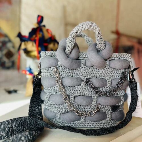 THE BAG /small in grey silver